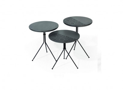 Luxus braun Beistelltische Set 3x Rundtische Moderne Wohnzimmer Tisch